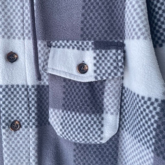 Liv Outdoor Gray Plaid Spectral Shirt Jacket Hood Size L - Picture 3 of 5